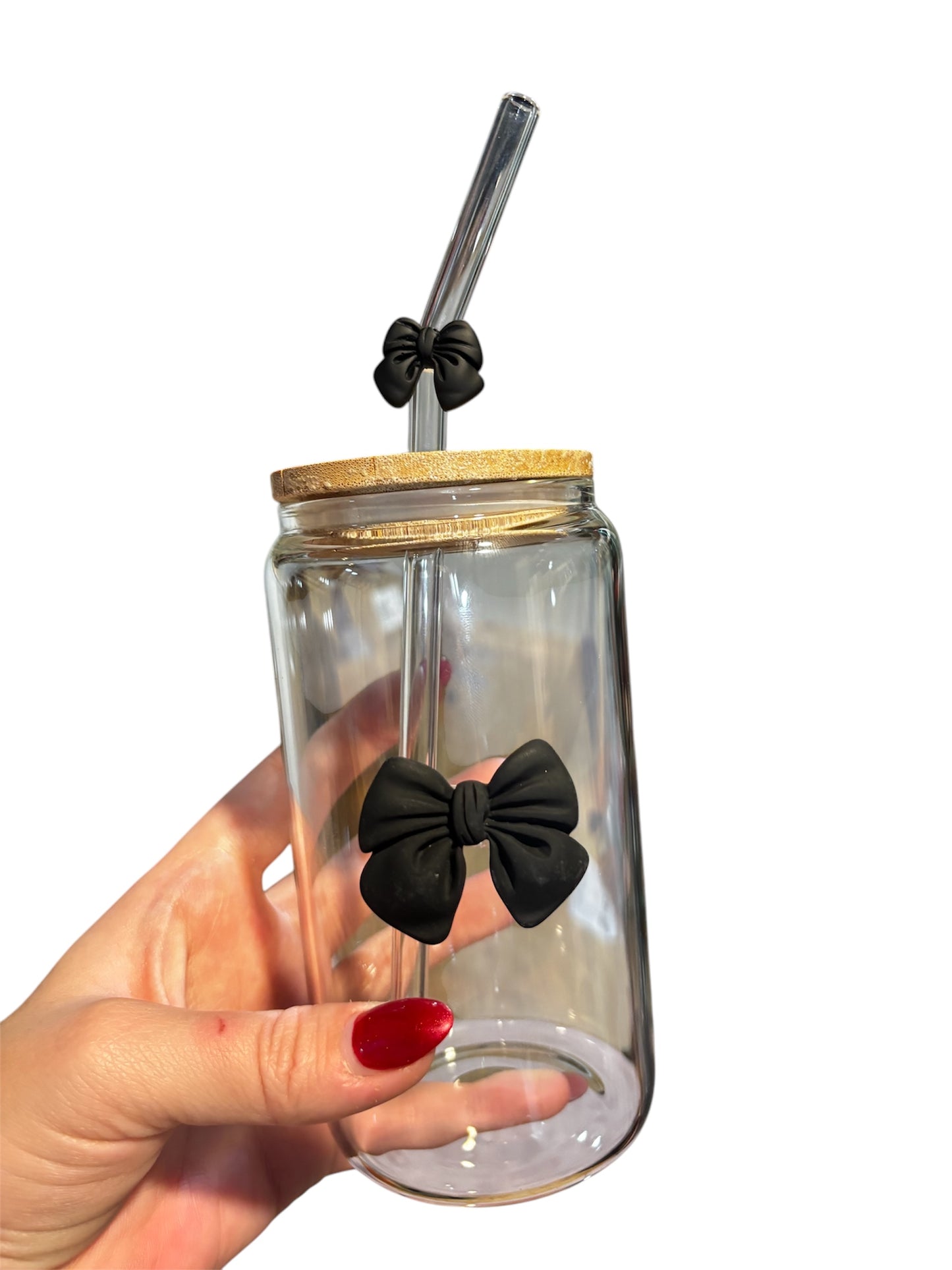 16oz bow charm cup with matching straw