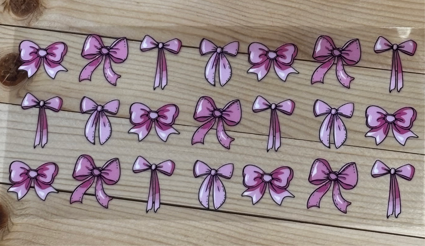 Pink bows UV DTF transfer sticker