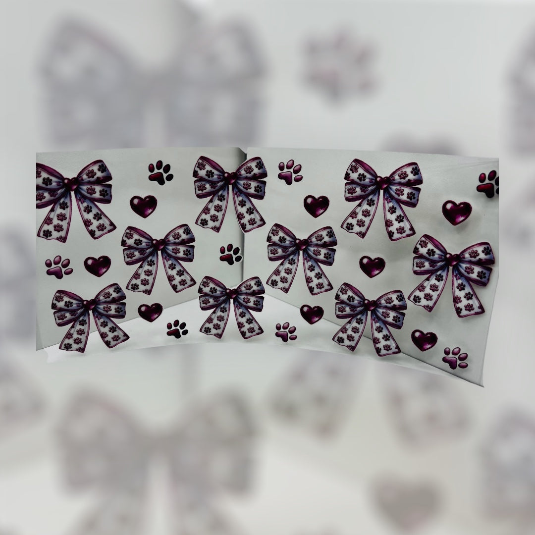 Bows, hearts and dog paws UV DTF transfer sticker