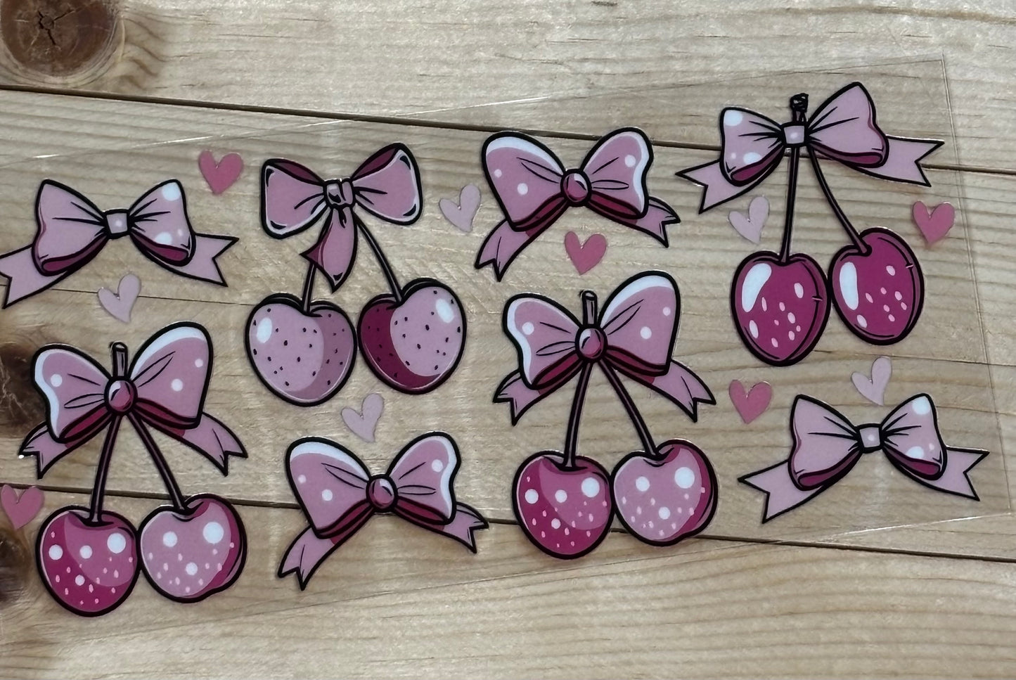Cherry bows UV DTF transfer sticker