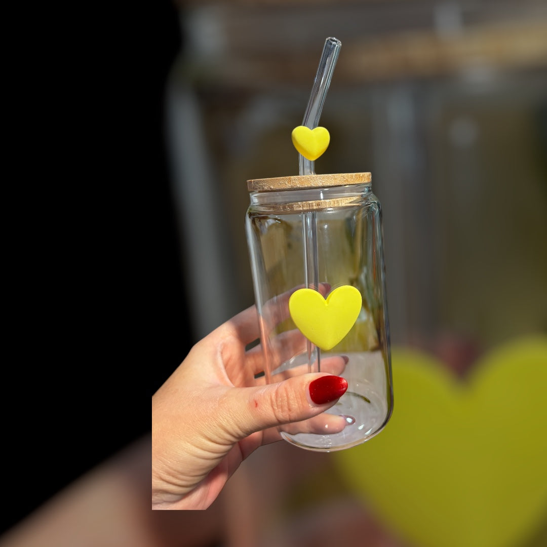 16oz heart charm cup with matching straw