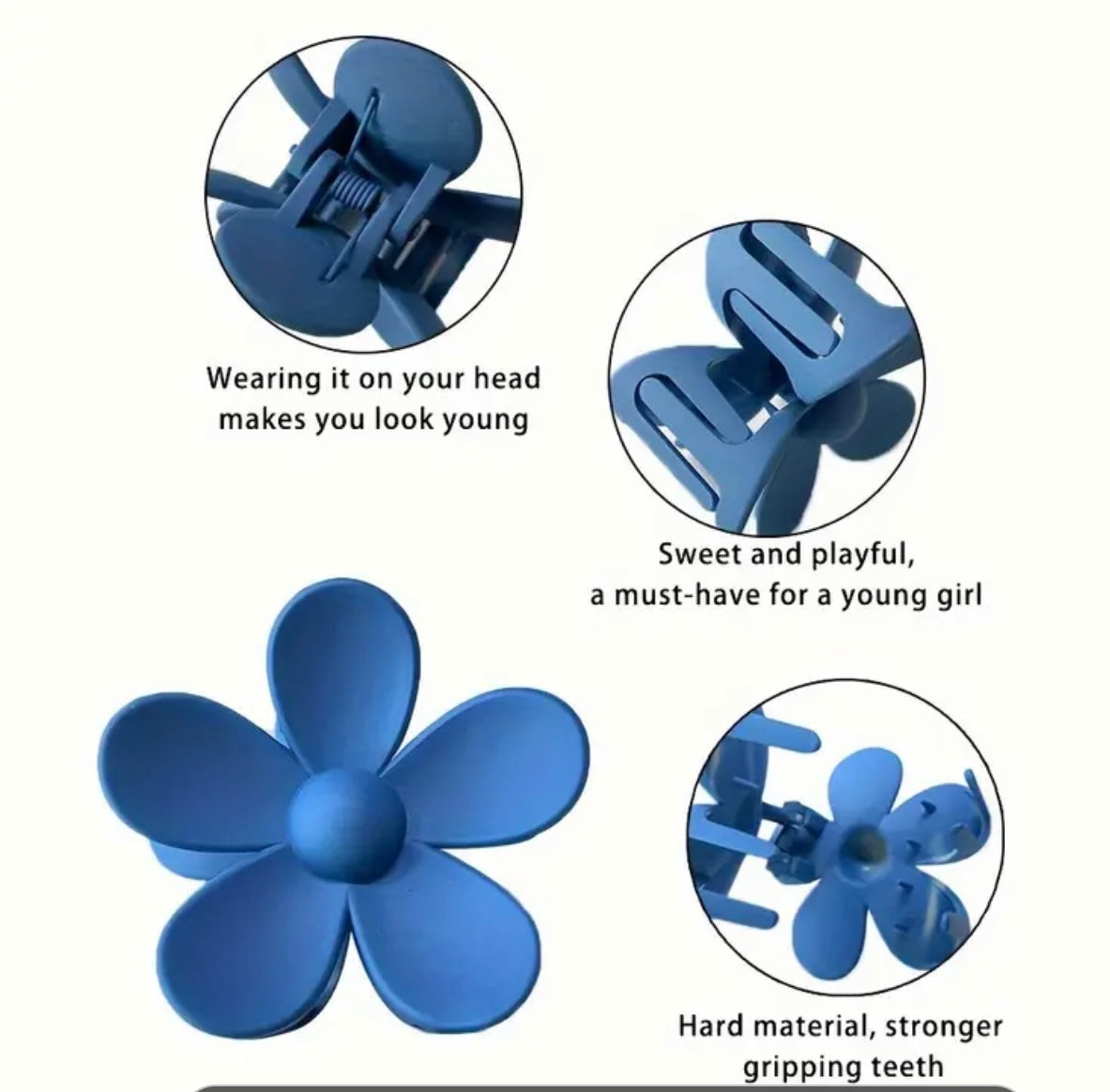 Flower hair clip claws large