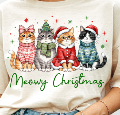 Meowy Christmas Cat Lovers Xmas DTF transfer