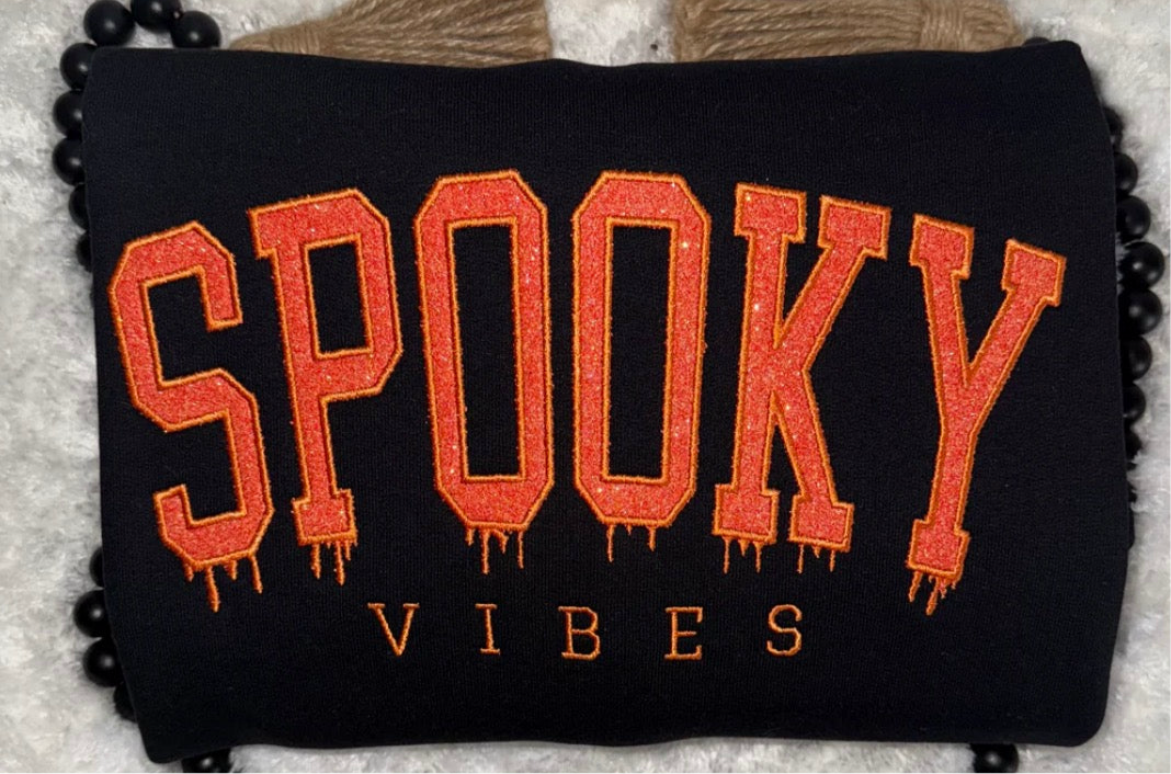 Glitter spooky vibes Halloween theme crewneck sweatshirt
