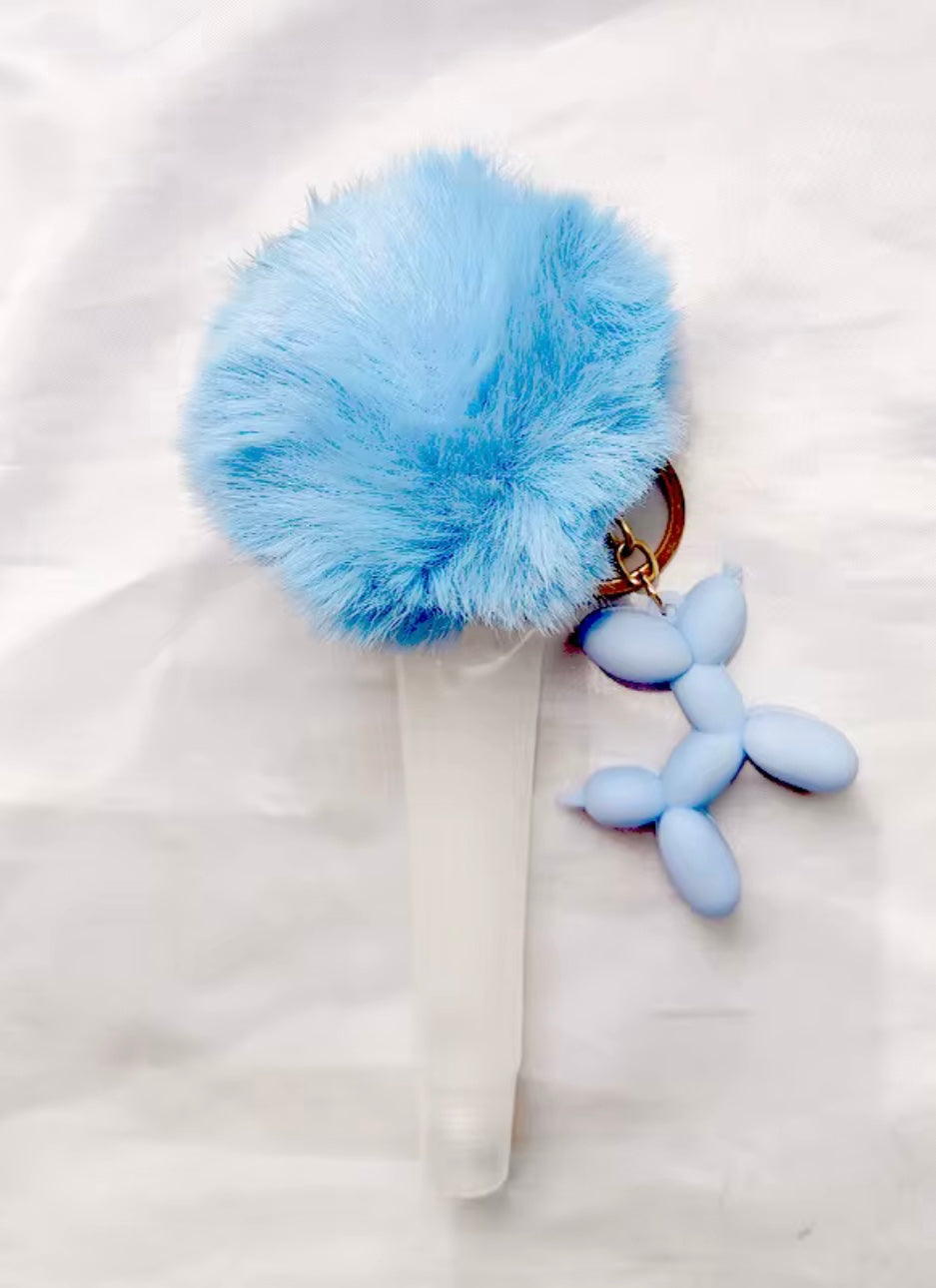 Lipgloss holder key ring ballon dog keychain set