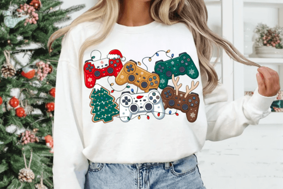 Christmas gamer controller DTF transfer