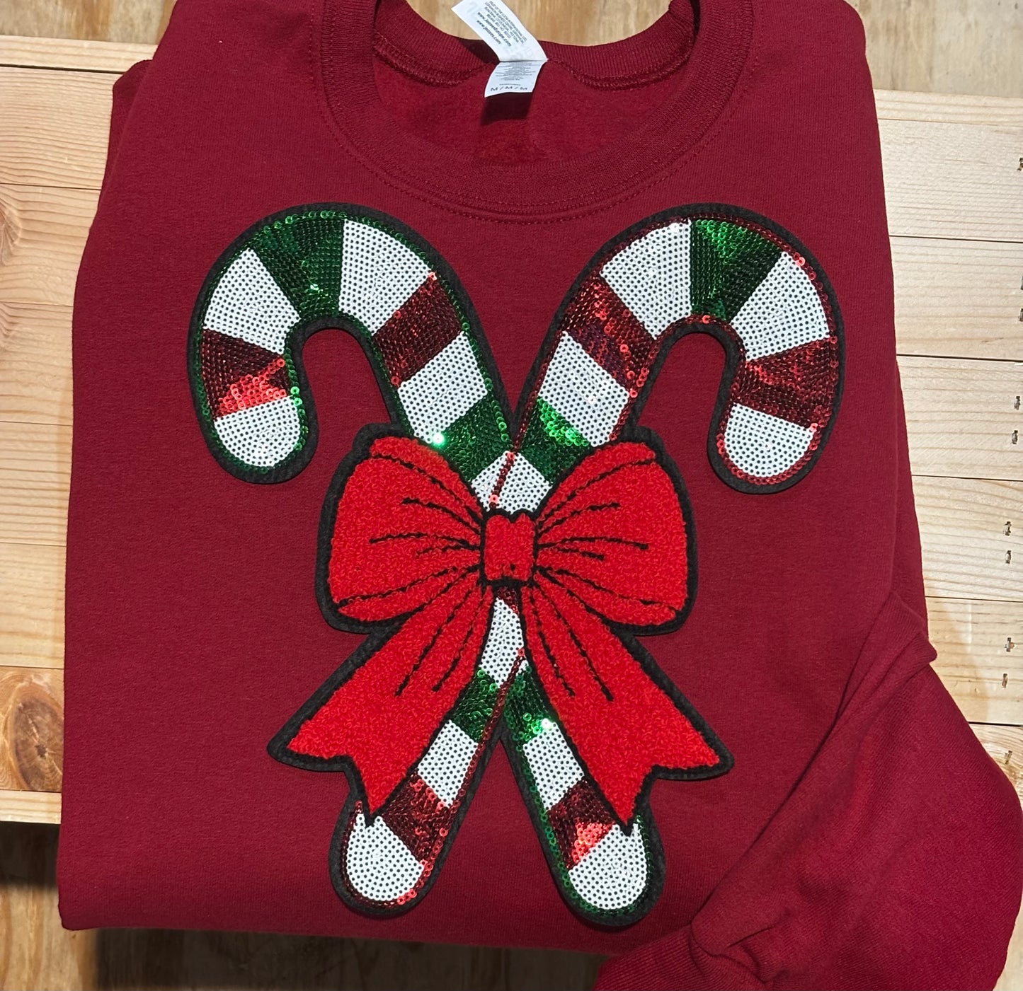 Candy cane sequins iron on patch