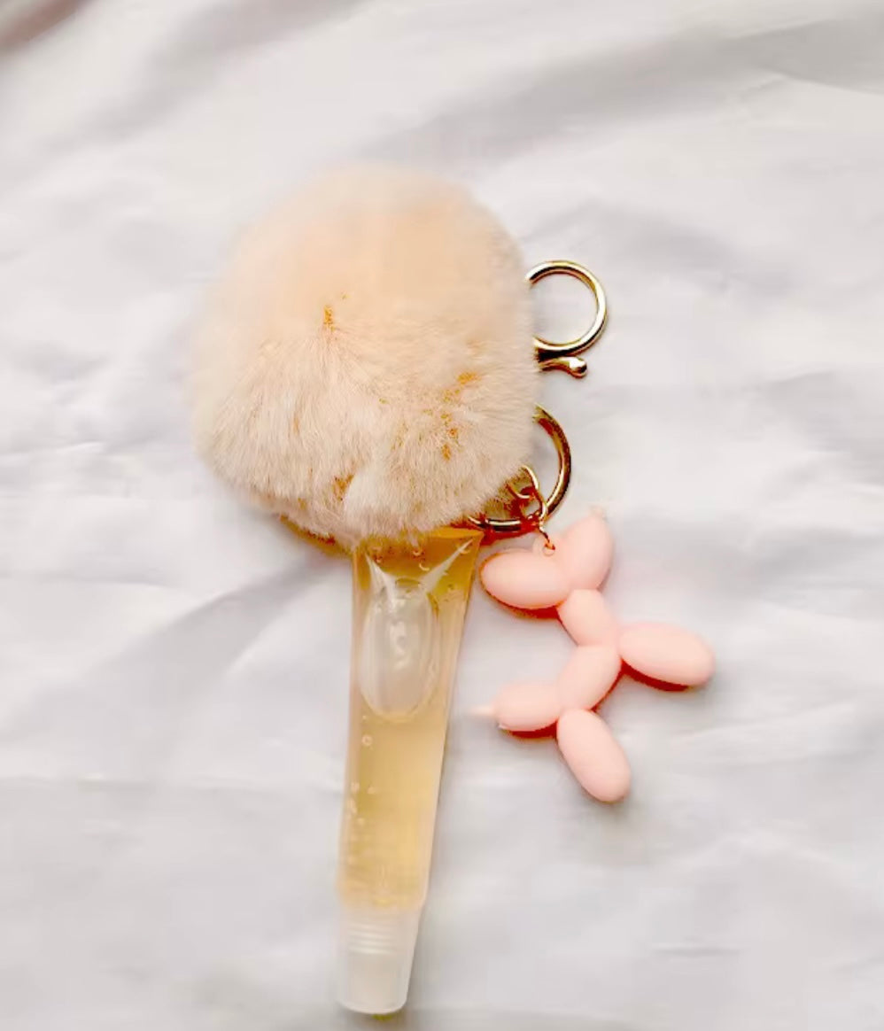 Lipgloss holder key ring ballon dog keychain set