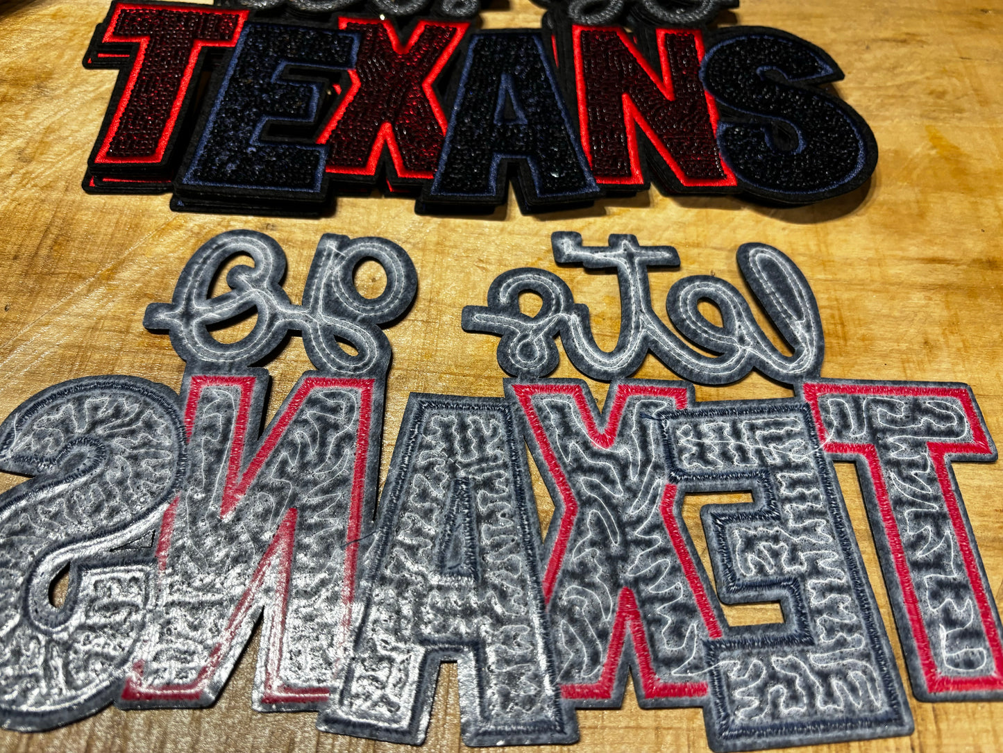 Sequins embroidered Let’s Go Texans Patch