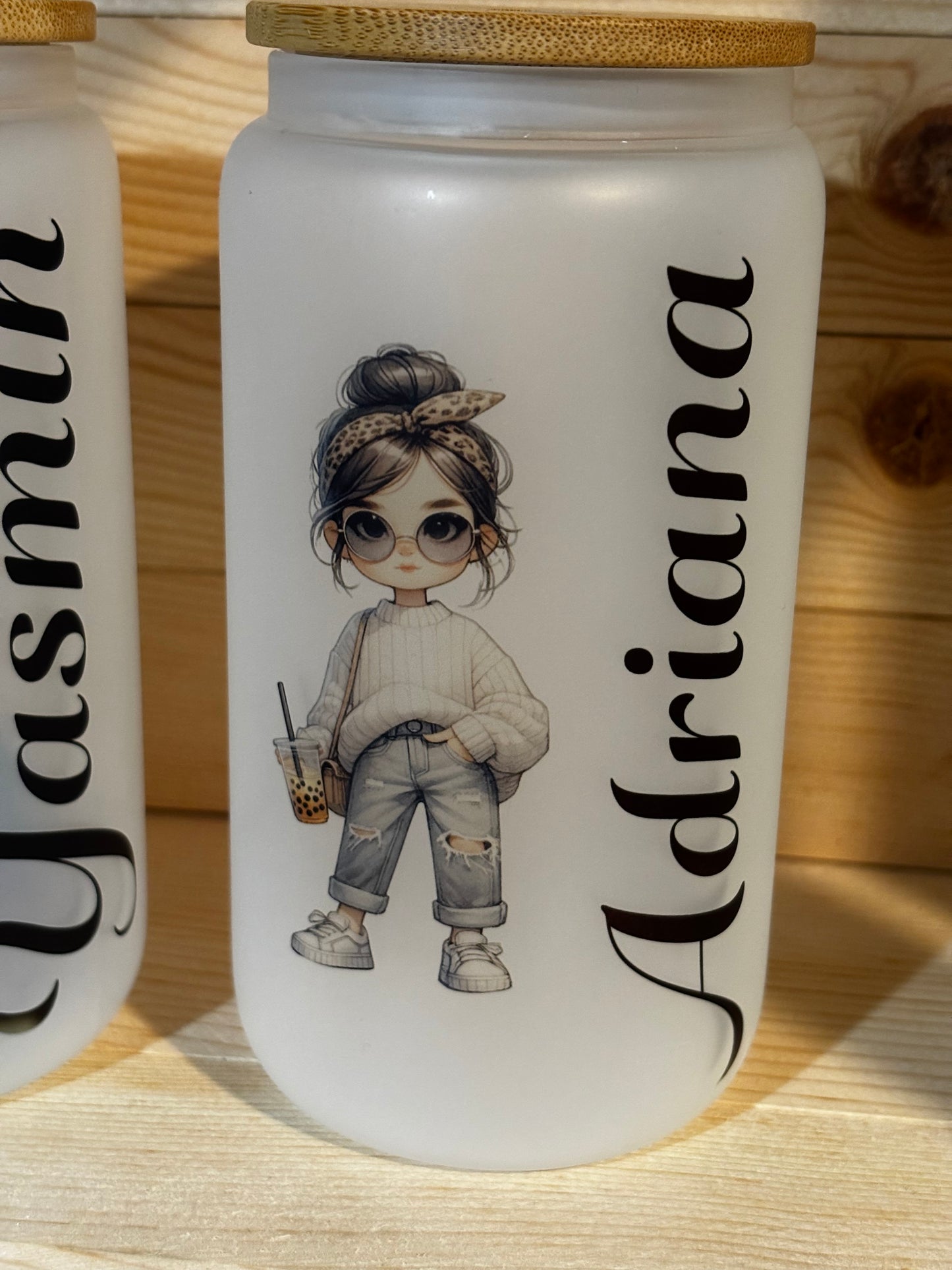Custom character with name 16 oz frosted glass cups
