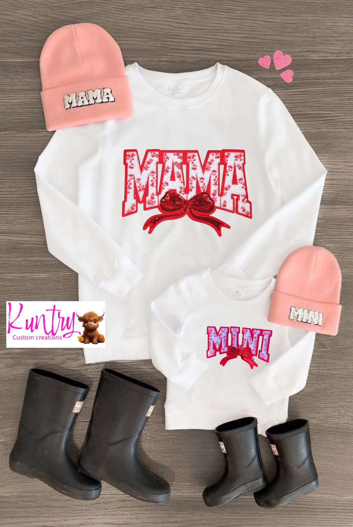 Red Mama sequins chenille iron on patch- match with our mini patch