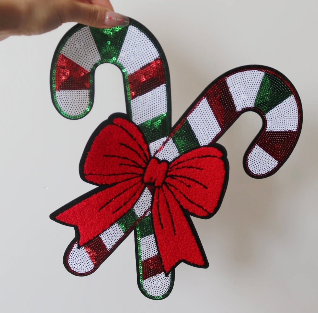 Candy cane sequins iron on patch