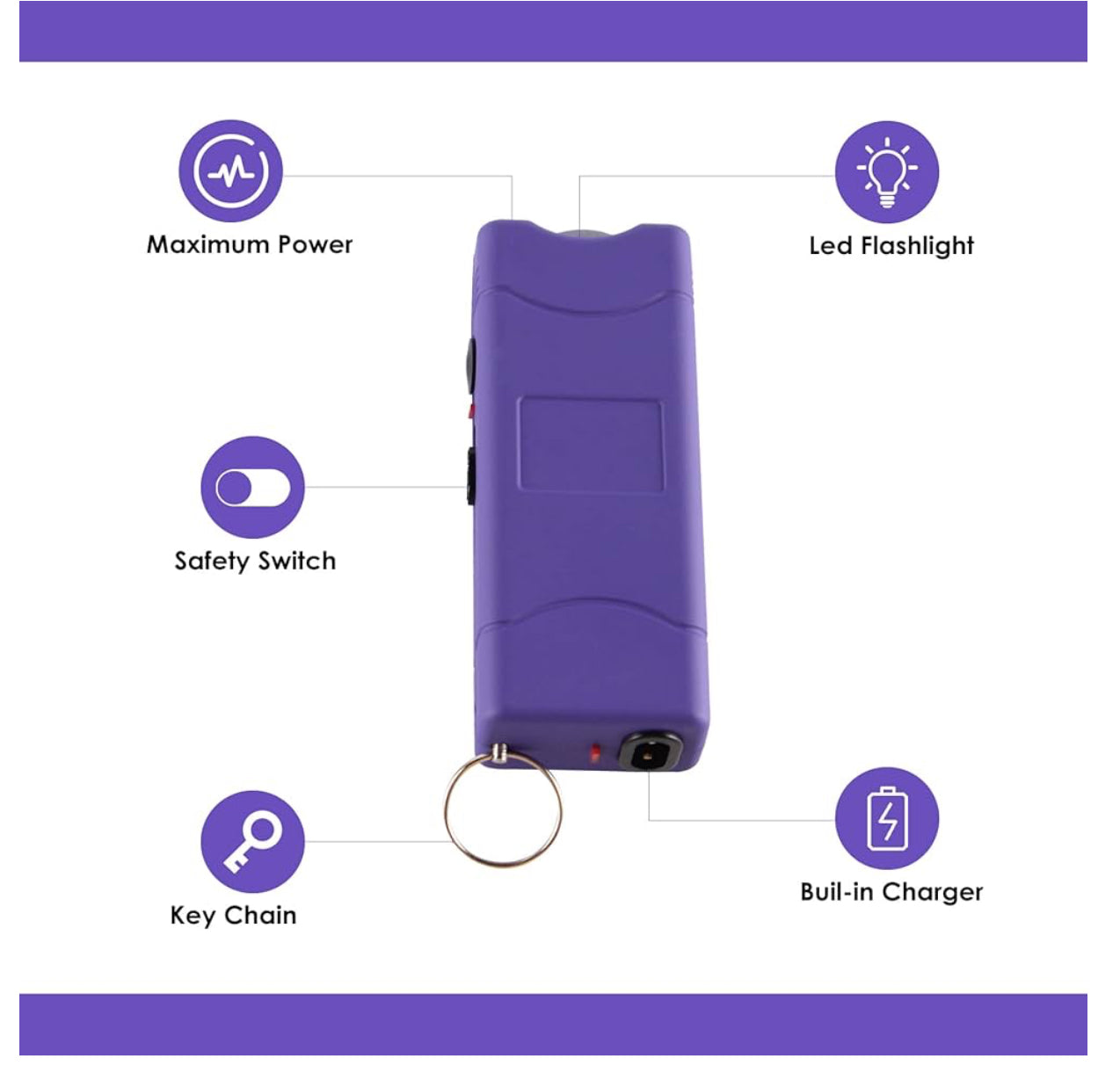 Mini Stungun Flashlight Less Lethal Tazor Keychain USB Recharge