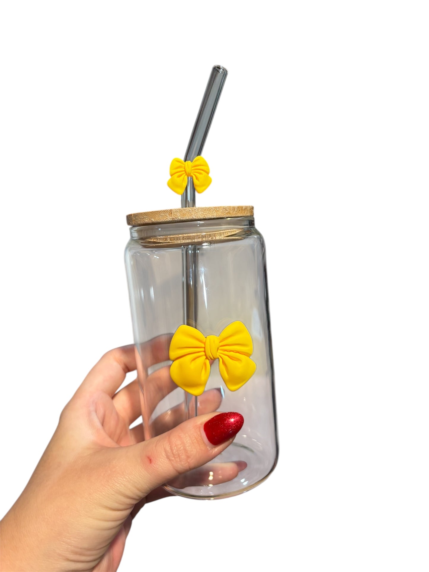 16oz bow charm cup with matching straw