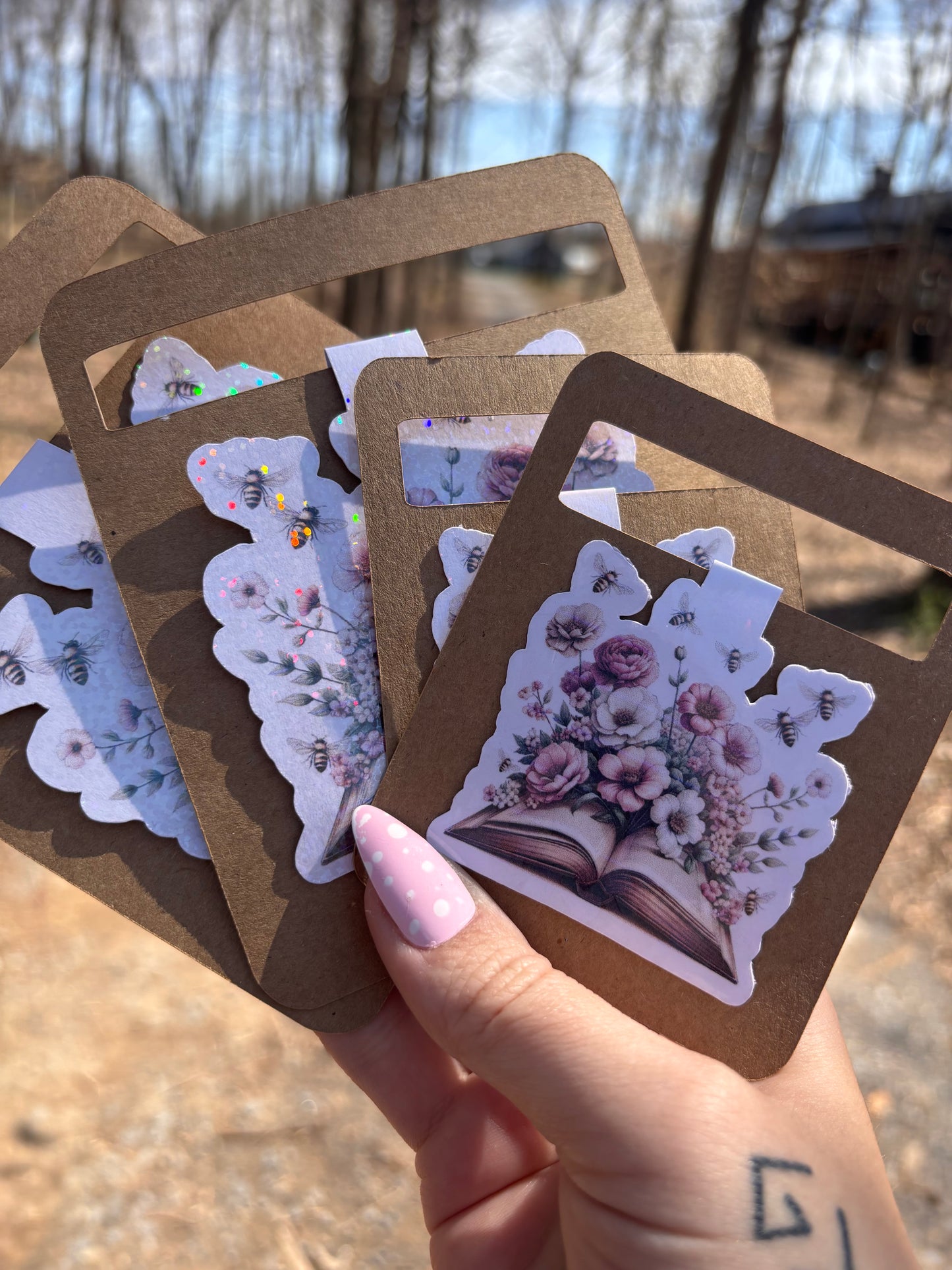 Waterproof floral bee book mark set of 2
