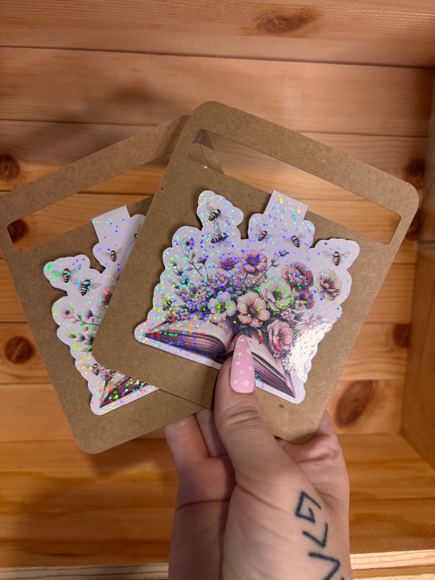 Waterproof floral bee book mark set of 2