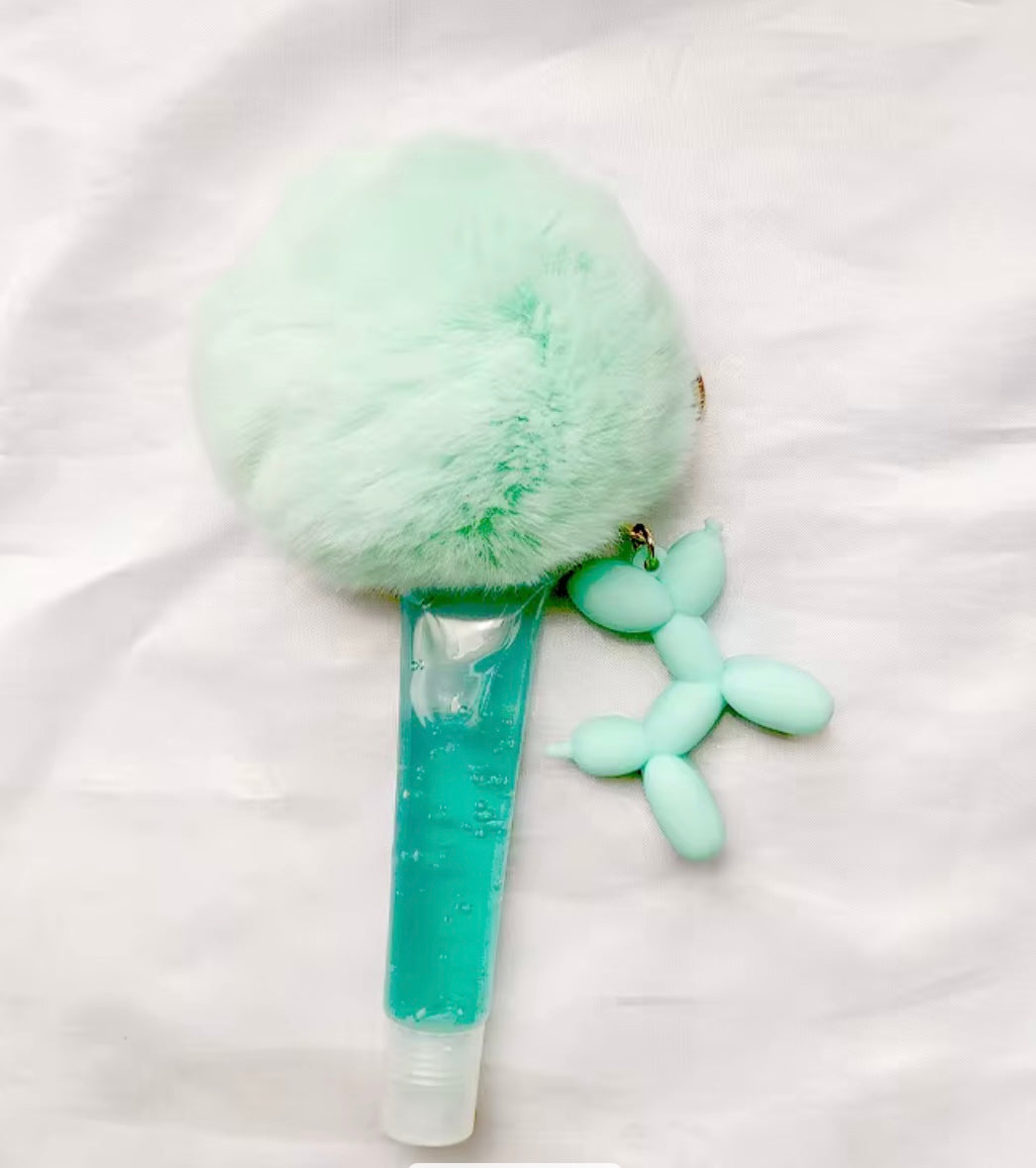 Lipgloss holder key ring ballon dog keychain set
