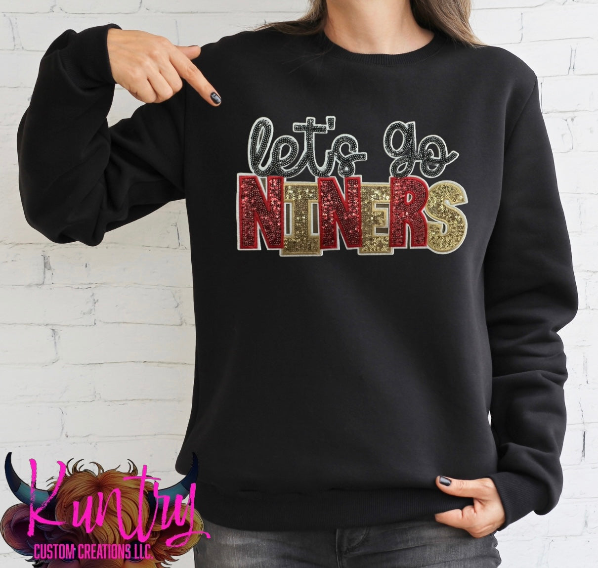 Let’s go niners embroidered sequins sweatshirt
