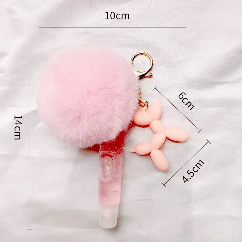 Lipgloss holder key ring ballon dog keychain set