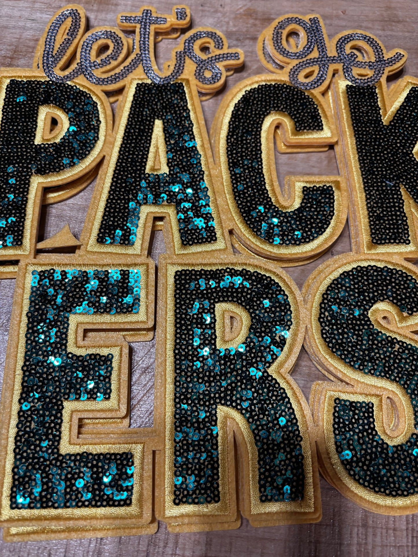 Let’s go packers Sequins embroidered iron on patch
