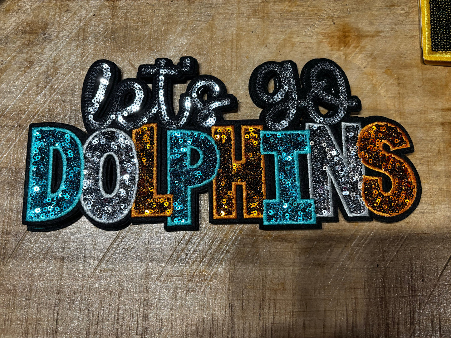 Sequins embroidered Let’s Go Dolphins patch