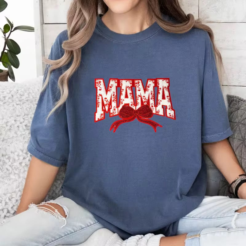 Red Mama sequins chenille iron on patch- match with our mini patch