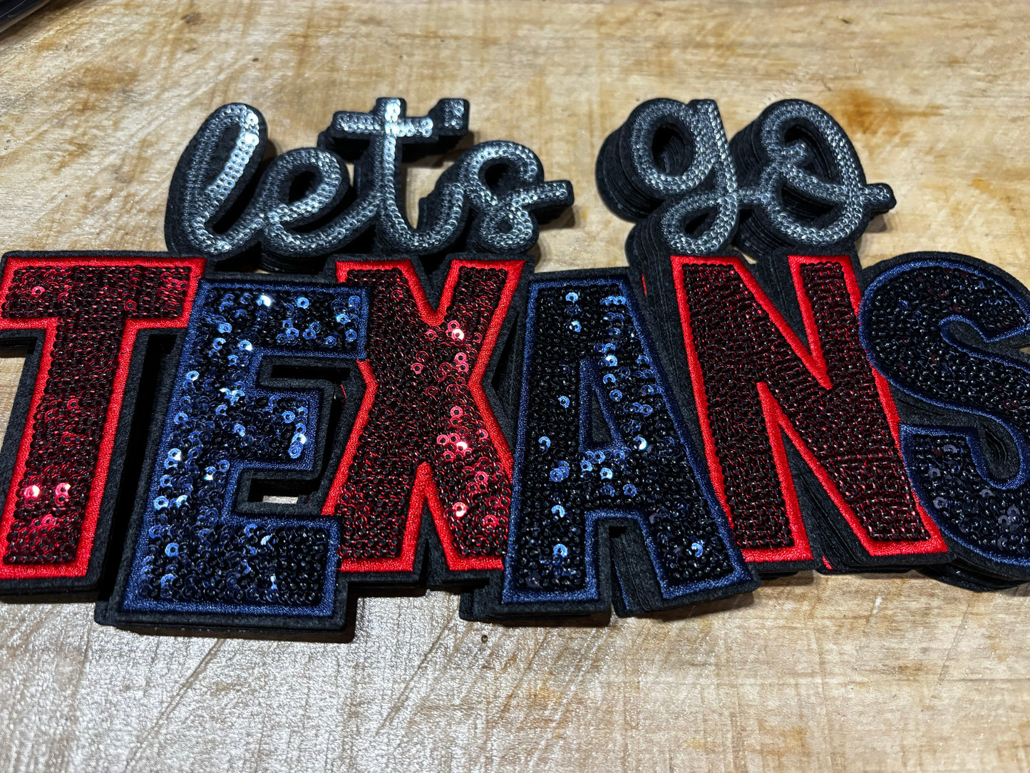 Sequins embroidered Let’s Go Texans Patch