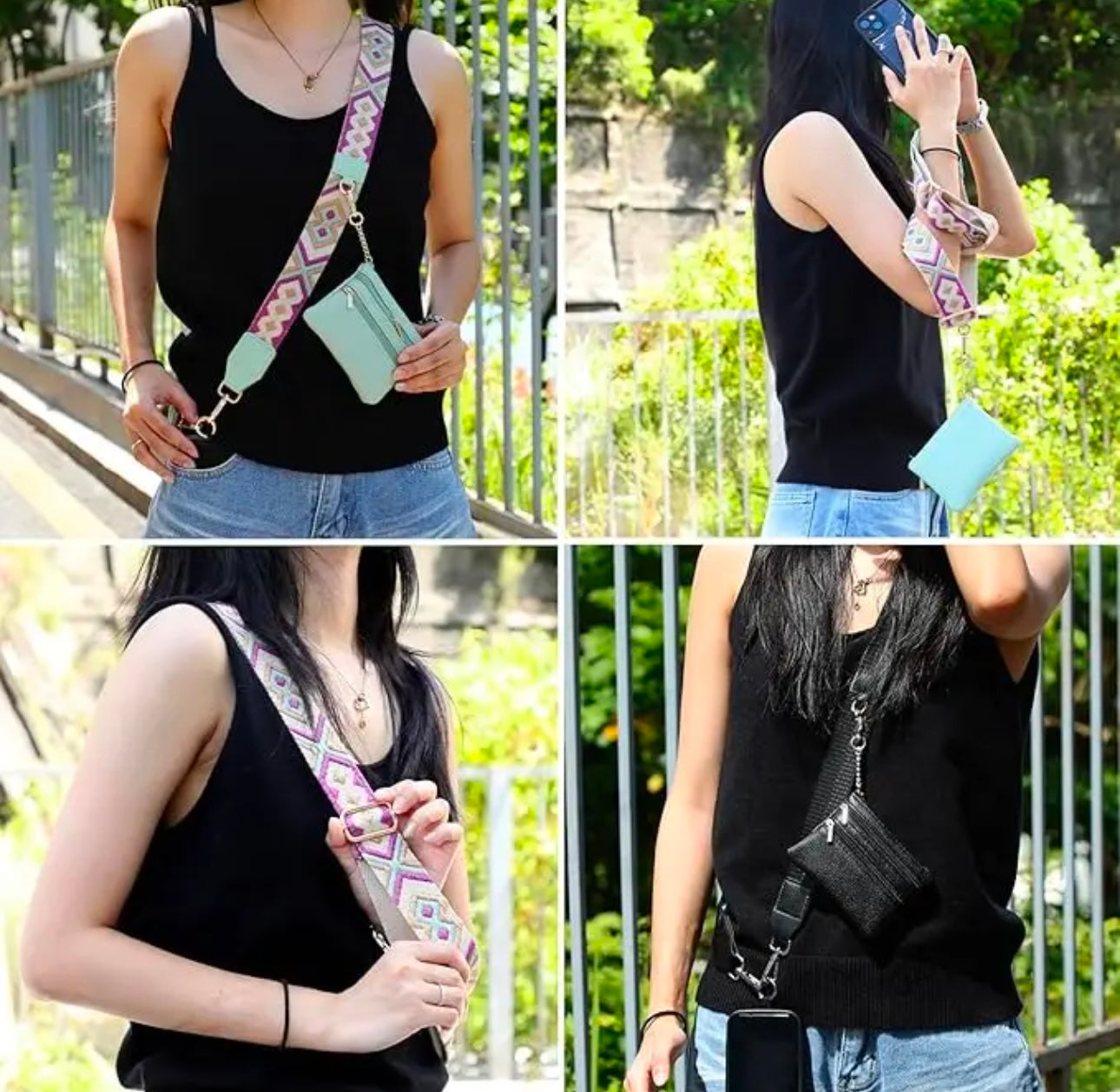 Clip and go Strap for Phone with Wallet Crossbody, Clip & go Strap with/Zippered Pouch,phone strap