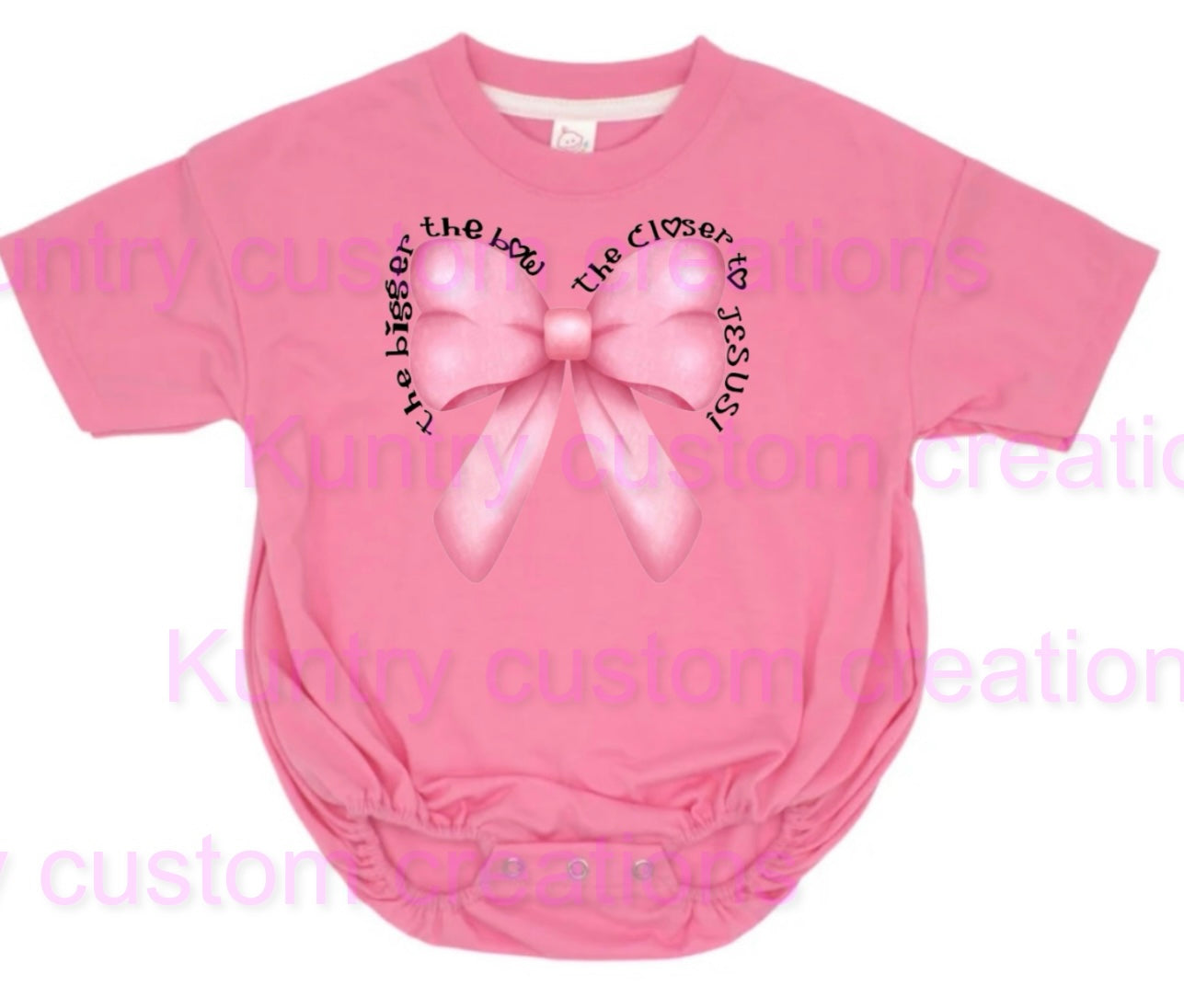 The bigger the bow the closer to Jesus baggy bubble romper