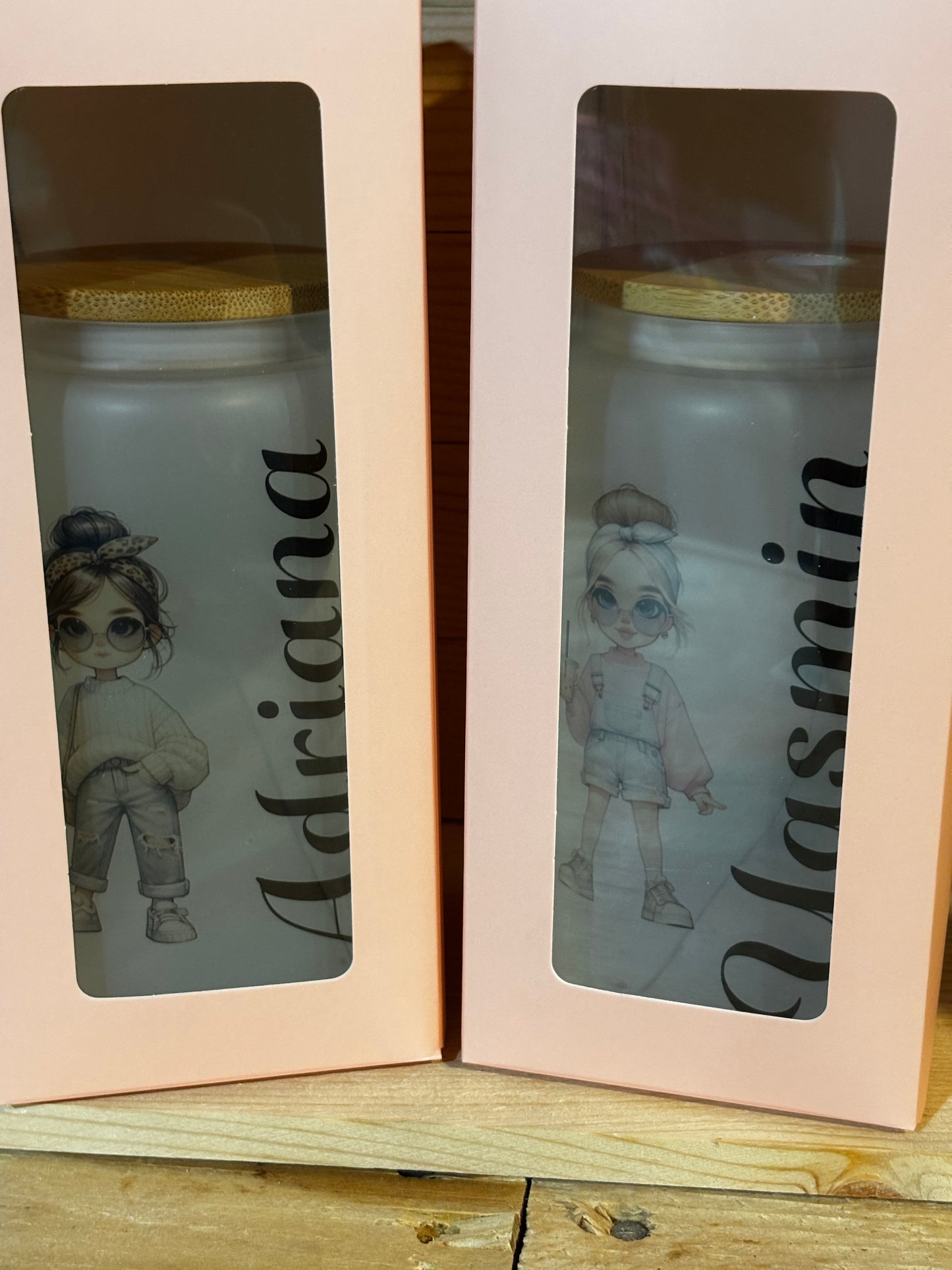 Custom character with name 16 oz frosted glass cups