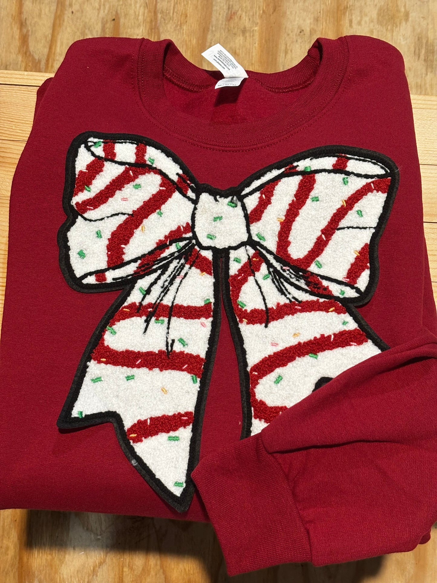 Christmas tree cake bow Chenille iron on patch