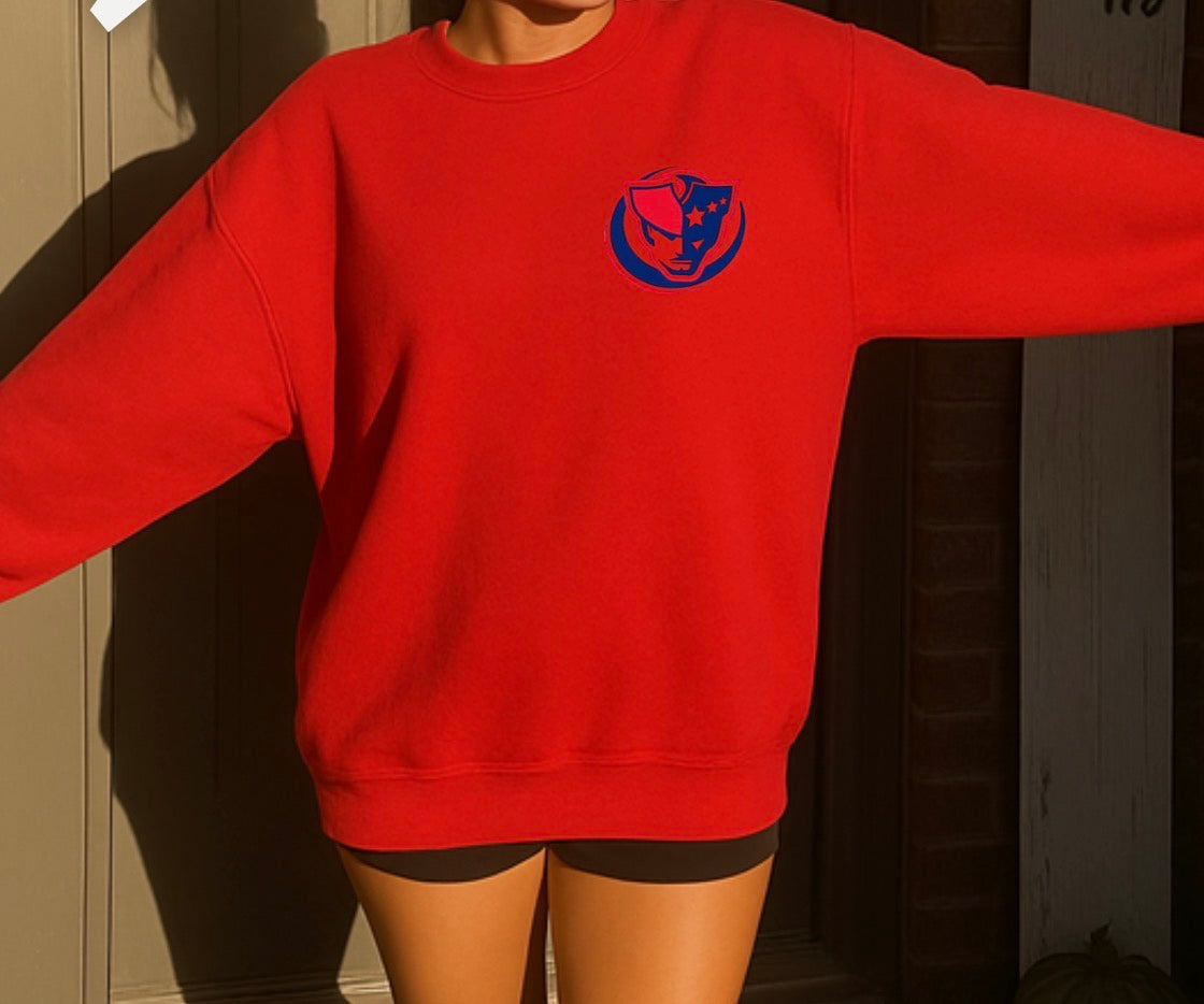 Patriots crewneck new logo (front small logo, back large patriots)
