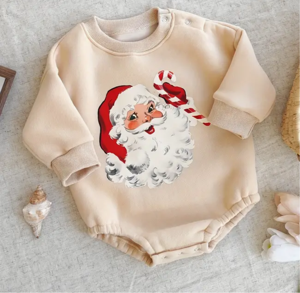 Cartoon Santa clause long sleeve bubble romper