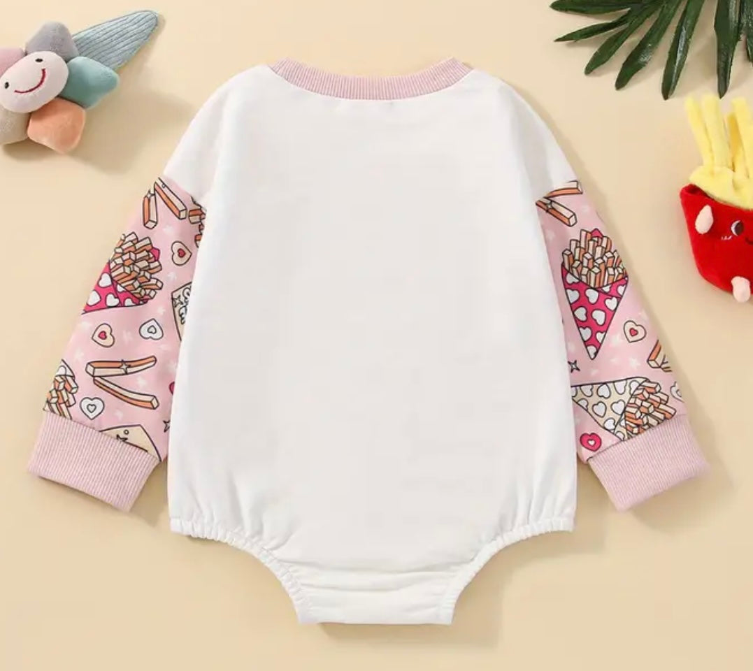 Fries before guys long sleeve bubble romper