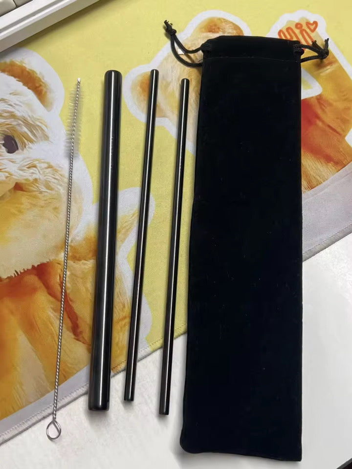 Eco friendly straight reusable stainless steel straw set of 4