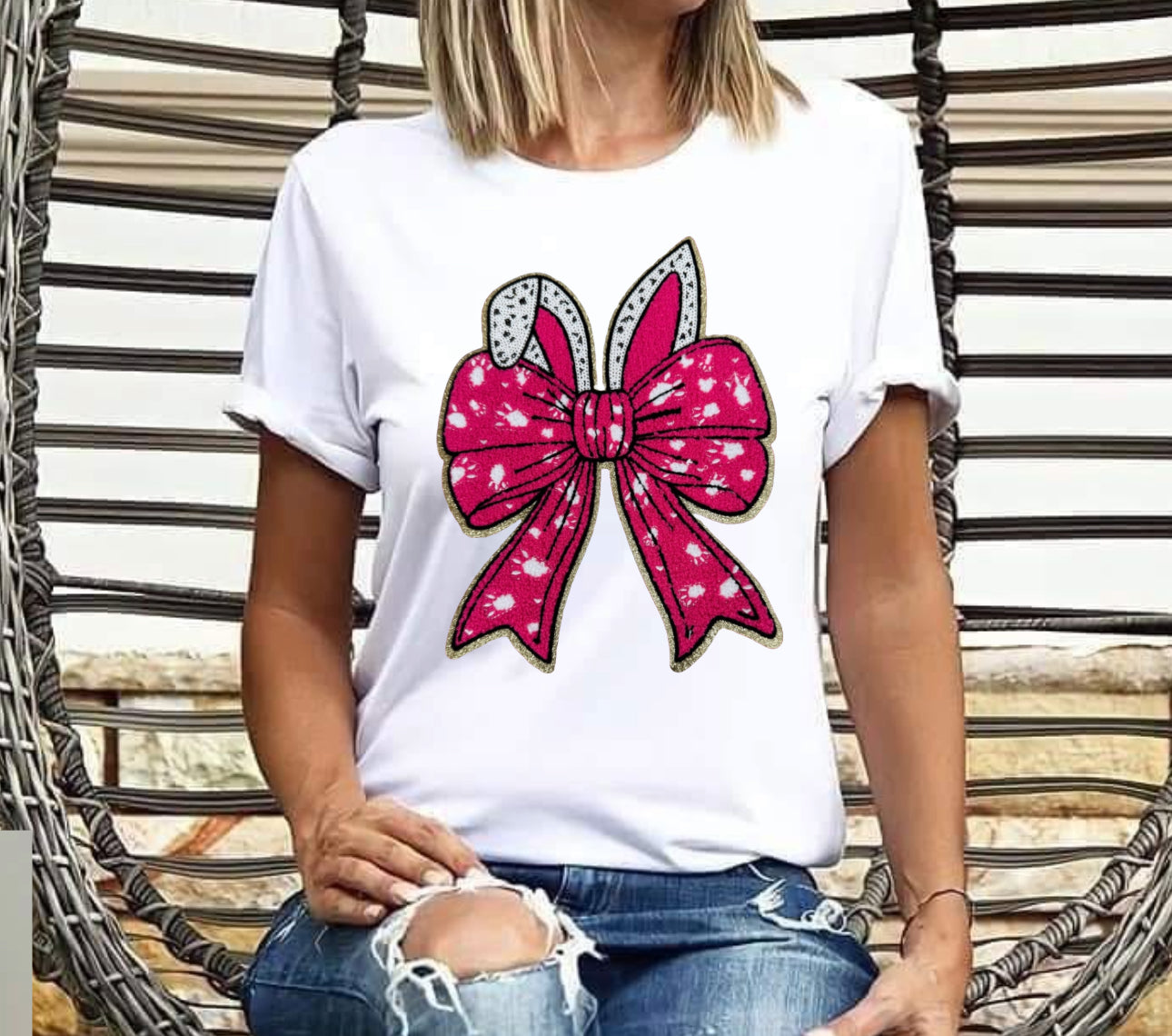 Bunny ears and bow tshirt