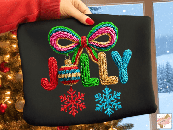 Yarn Christmas Png Holly Jolly DTF transfer