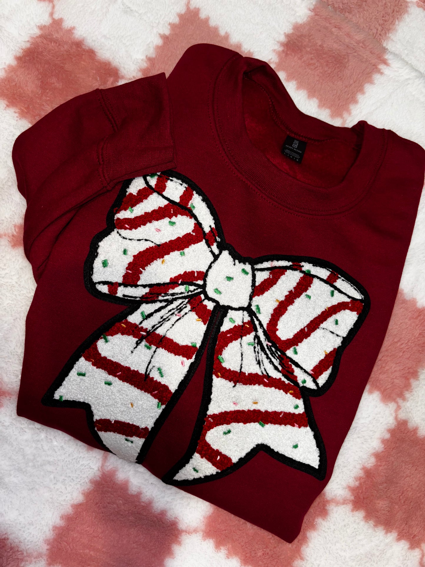 Christmas cake bow crewneck sweatshirt