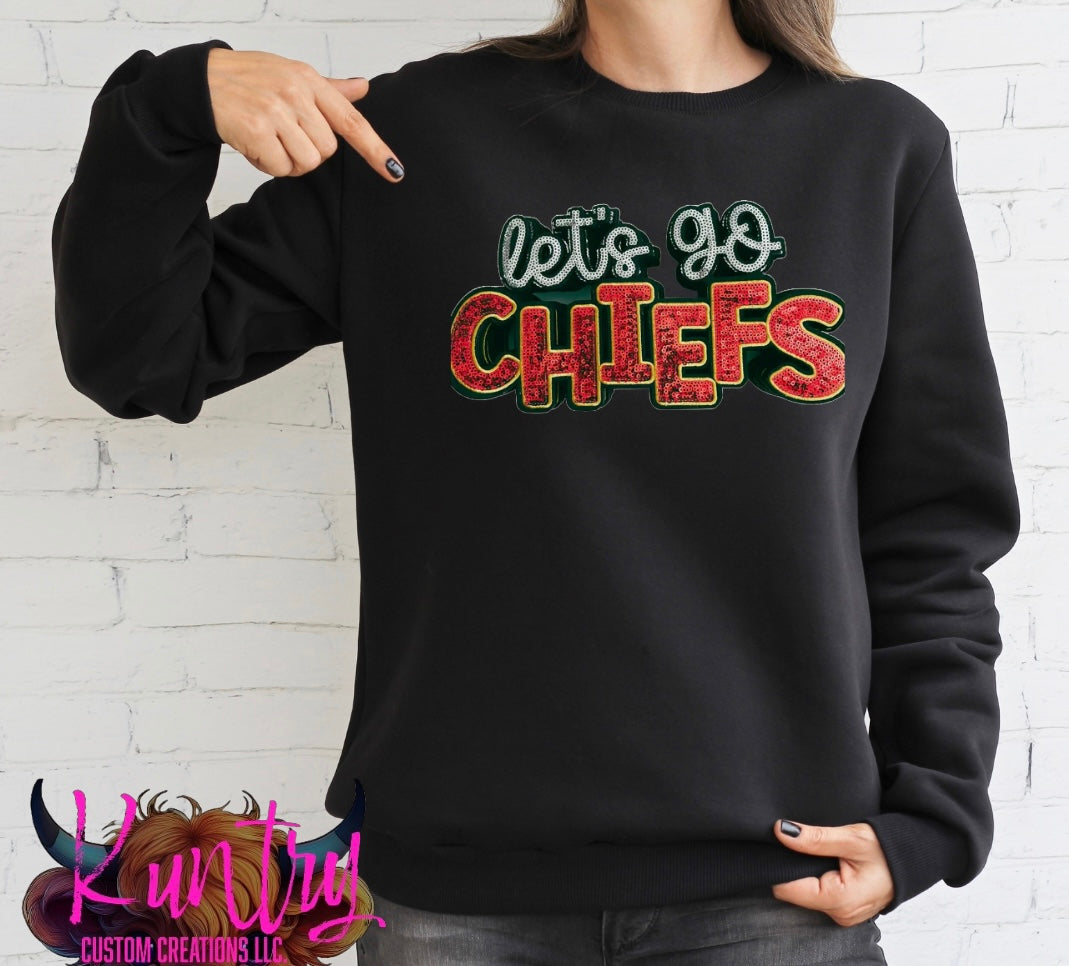 Let’s go chiefs embroidered sequins sweatshirt