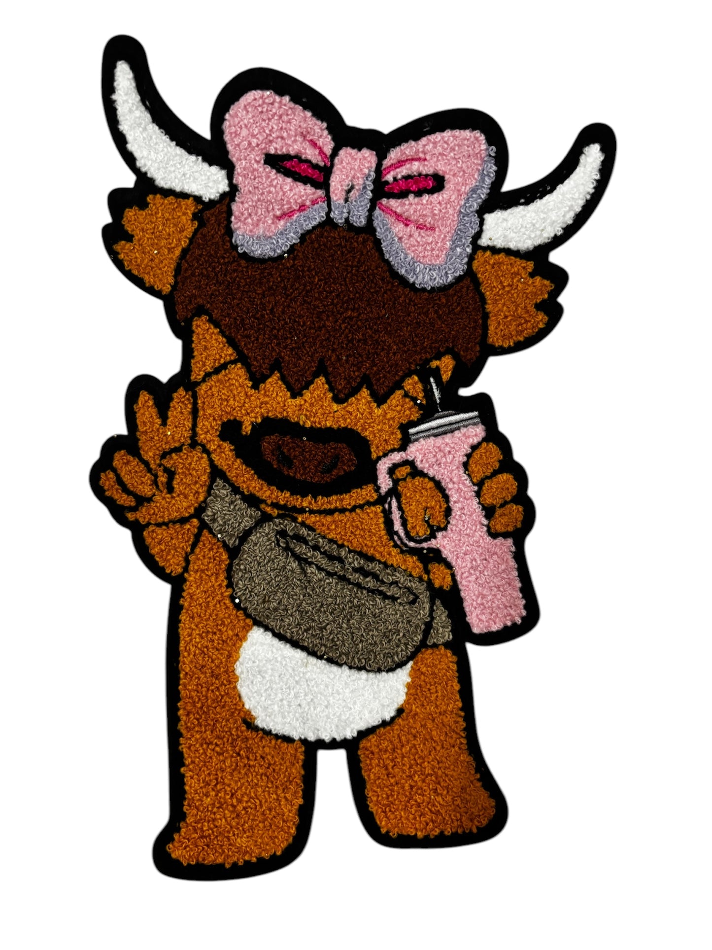 Bouji highland cow Chenille iron on patch