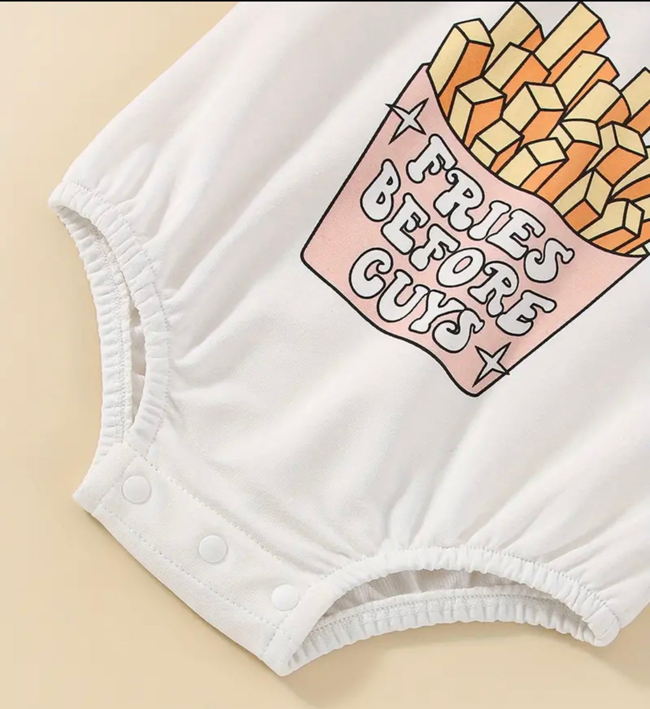 Fries before guys long sleeve bubble romper