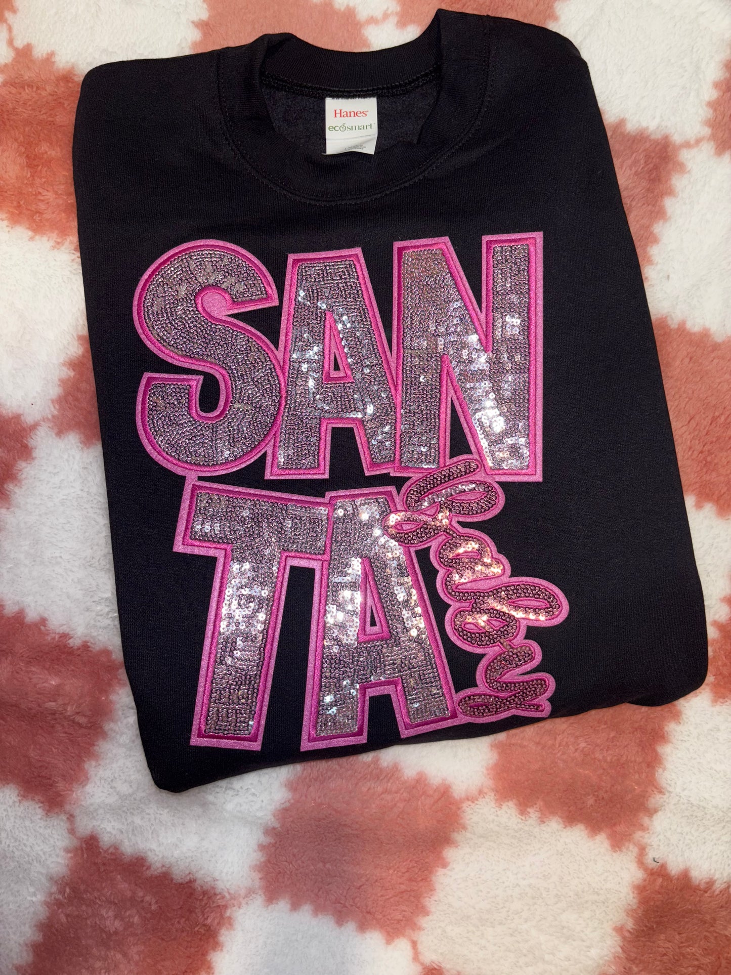 Santa baby sequins embroidered crewneck sweatshirt
