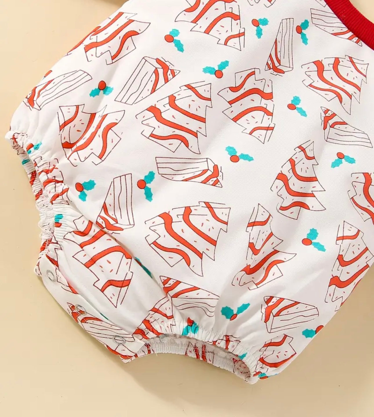 Christmas cake long sleeve bubble romper