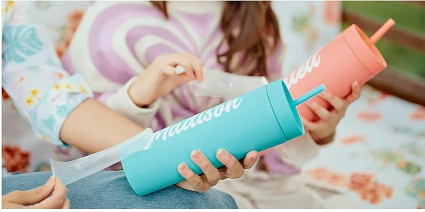 Personalized 16oz Plastic Skinny Tumbler With Lid and Straw Bulk,Insulated Double Wall BPA Free Matte Acrylic Tumblers,Iced Coffee Travel Mug Reusable Party Cup