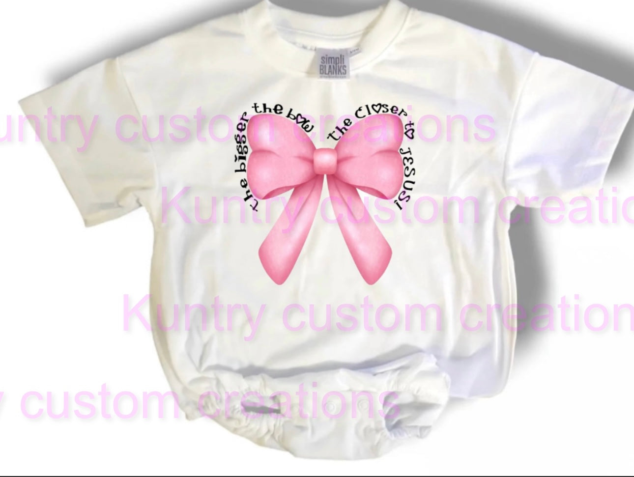 The bigger the bow the closer to Jesus baggy bubble romper