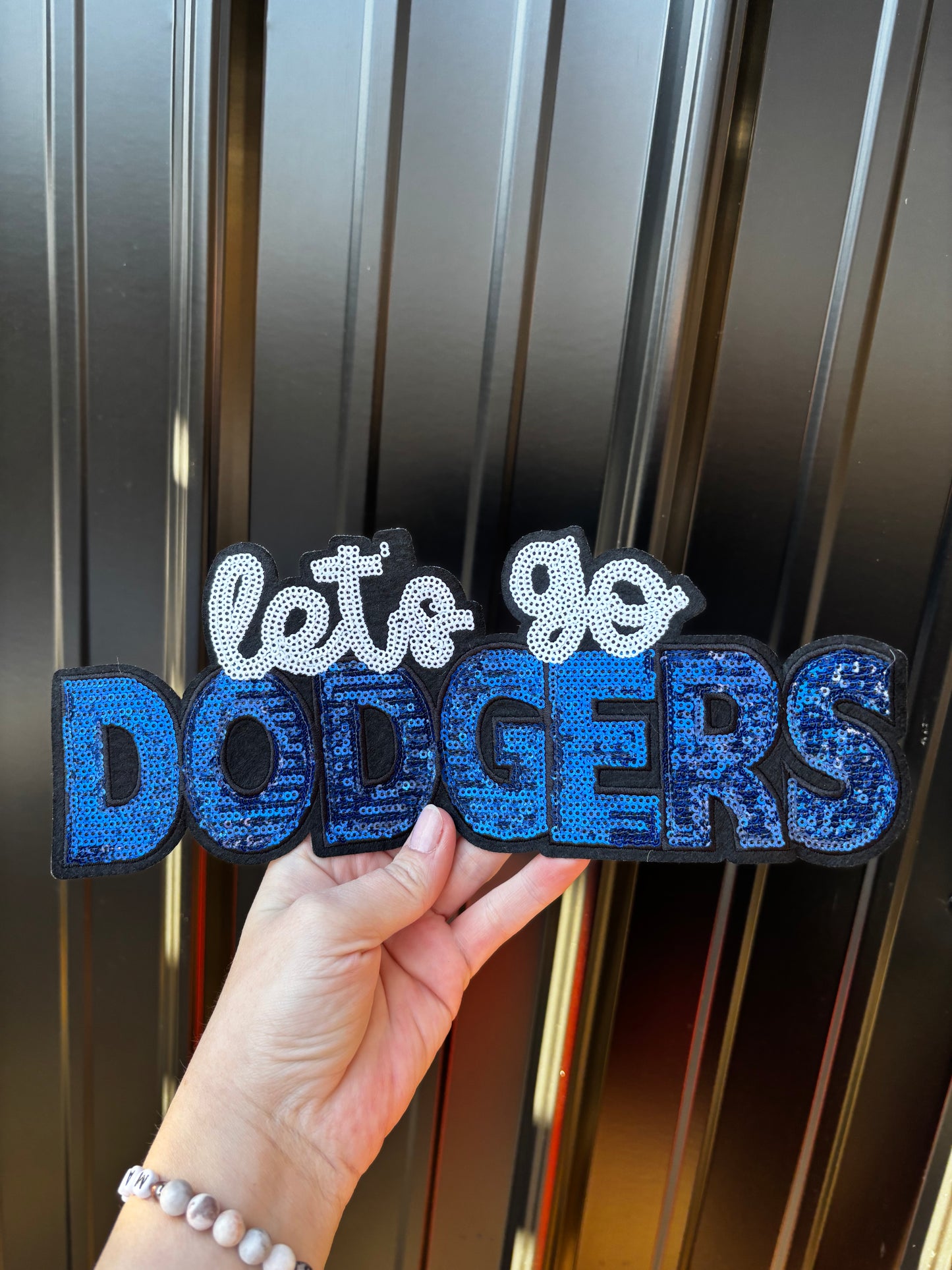 Let’s go Dodgers Sequins embroidered iron on patch