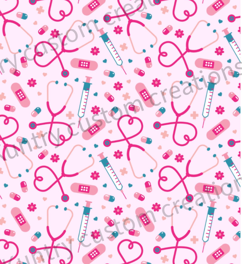 Pink Nurse theme sublimation print or download