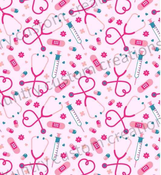 Pink Nurse theme sublimation print or download