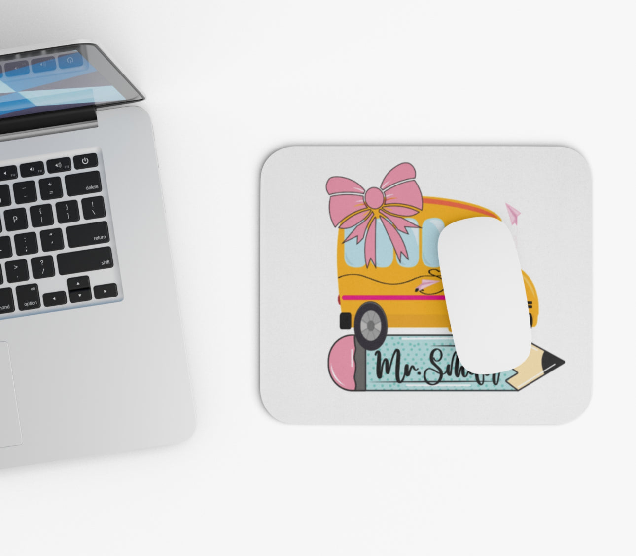 Personalized school bus mouse pad