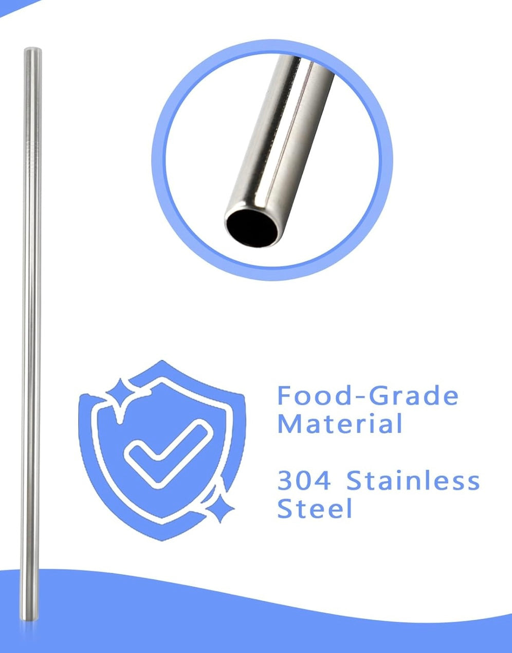 Eco friendly straight reusable stainless steel straw set of 4